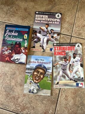 4 Baseball Books Jackie Robinson Jeter A-Rod DK Readers Who Was Biography